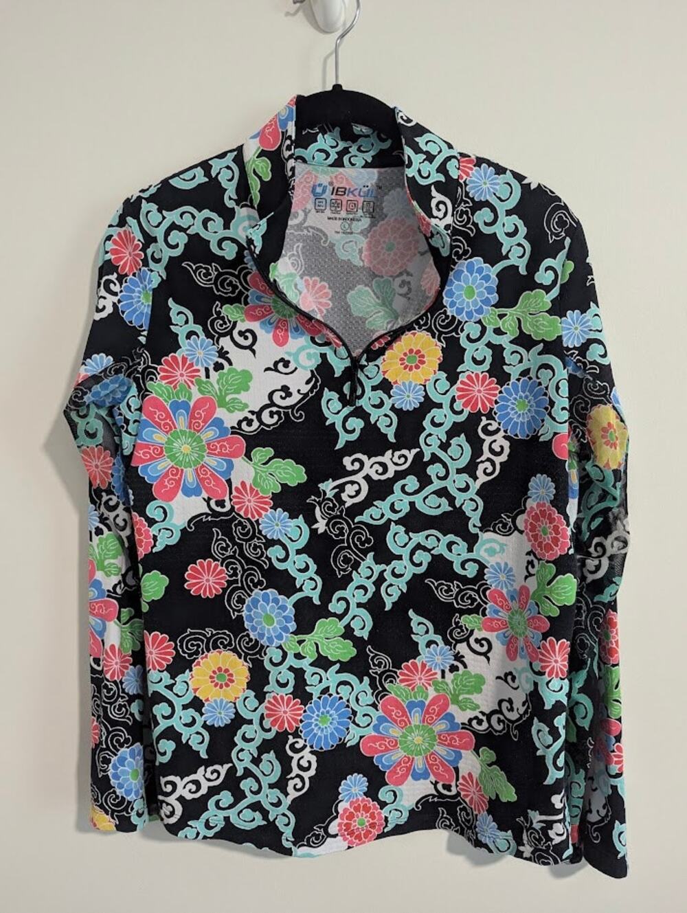 IBKUL UPF 50+ Long Sleeve Golf Tennis Top 1/4 zip Size L